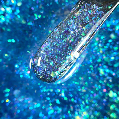 Aurora Liquid Gel G-Code — напівпрозорий рідкий гель з пластівцями Юкі та голографічним ефектом #5